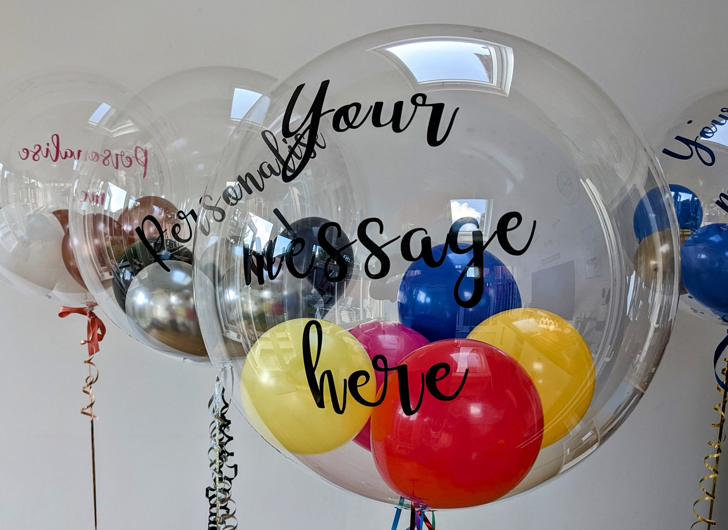 Helium filled Bubble balloons personalised and delivered directly to your door next day