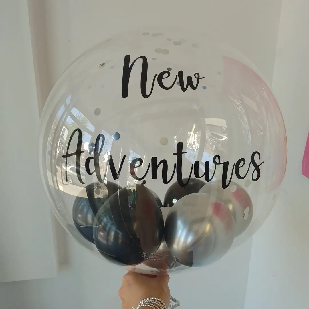 Personalised Black & Silver Bubble Balloon