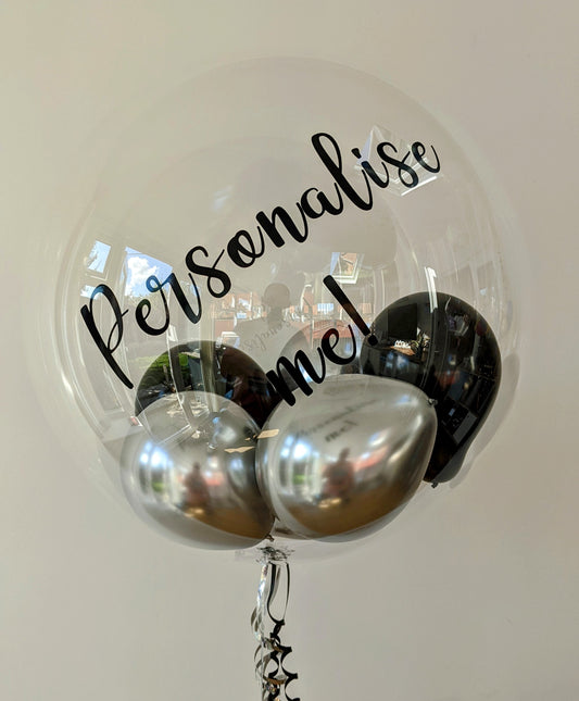 Personalised Black & Silver Bubble Balloon