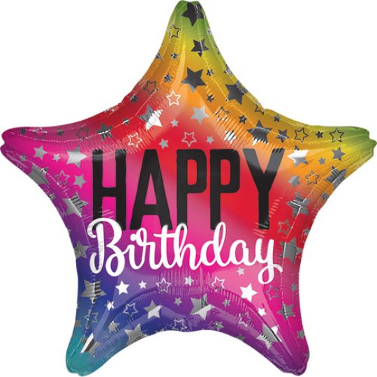 Rainbow Celebration Star Foil Happy Birthday Balloon Bundle